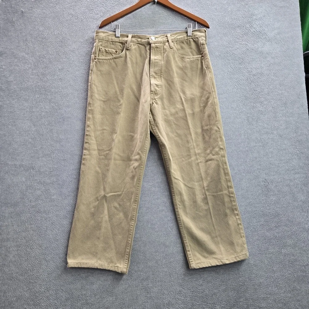 VINTAGE Levi's 501 Men Jeans 36X32 Khaki Original Fit Straight Twill 24